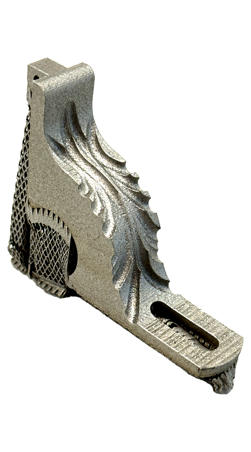 Haltung für eine Gardinenstange aus dem Metall-3D-Druck in der Rohform